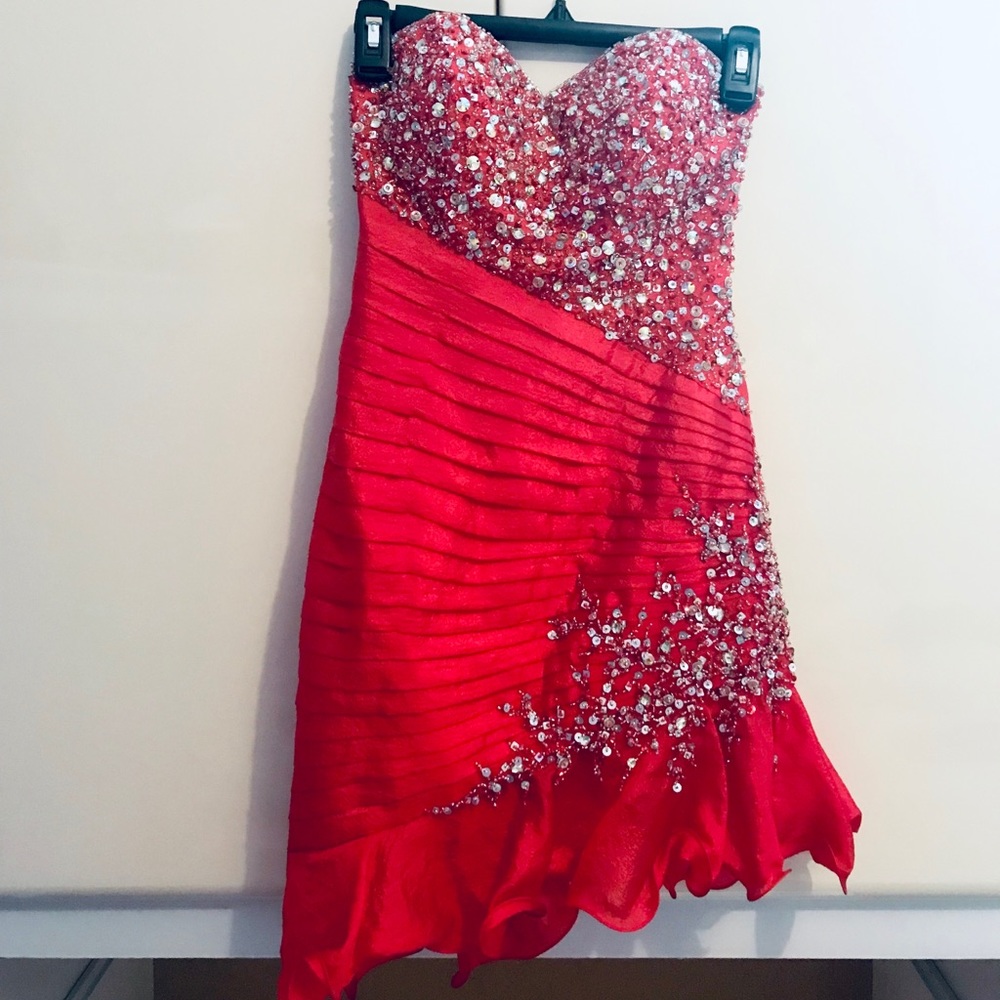 Red sequence dress